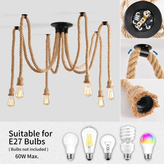 6-Head Spider Chandelier Pendant Light, Adjustable Industrial Ceiling Lamp