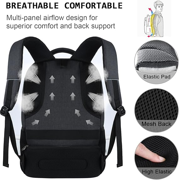 Laptop Backpack – Anti-Theft Business Rucksack with USB & Headphone Port, Travel Bag