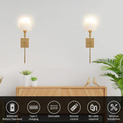Set of 2 Gold Rechargeable Wall Lights