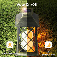 Solar Lanterns for The Garden – Moroccan-Style Flickering Outdoor Lights, Auto On/Off, Waterproof IP44, Warm White LED