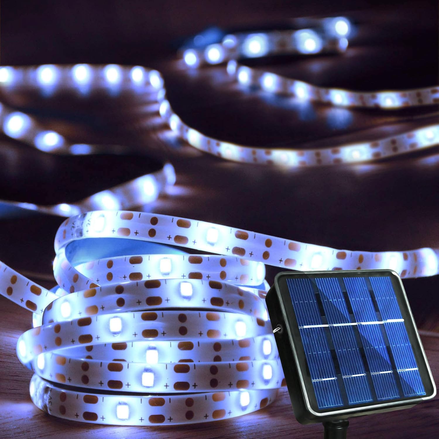 Outdoor Solar LED Strip Lights – 6M 180 LEDs, Cool White, 8 Modes, Waterproof Rope Light