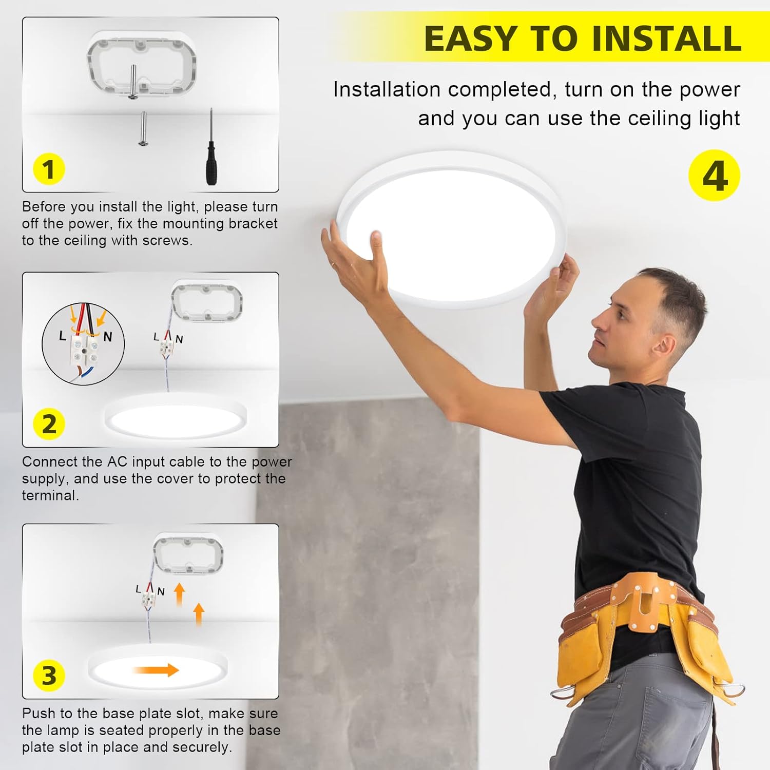 24W LED Ceiling Light – 5000K Daylight, IP44 Waterproof, 2200LM, Ø28.5cm
