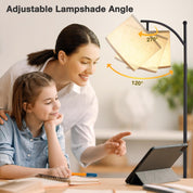 Modern Gold Standing Lamp with Adjustable Shade & Bulb