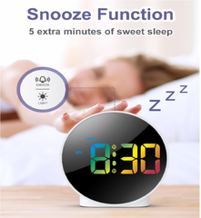 Curved LED Digital Alarm Clock with Dual Alarms, Snooze & 4-Level Brightness