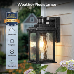 Porch Light Outdoor with Motion Sensor, Dusk-to-Dawn Black