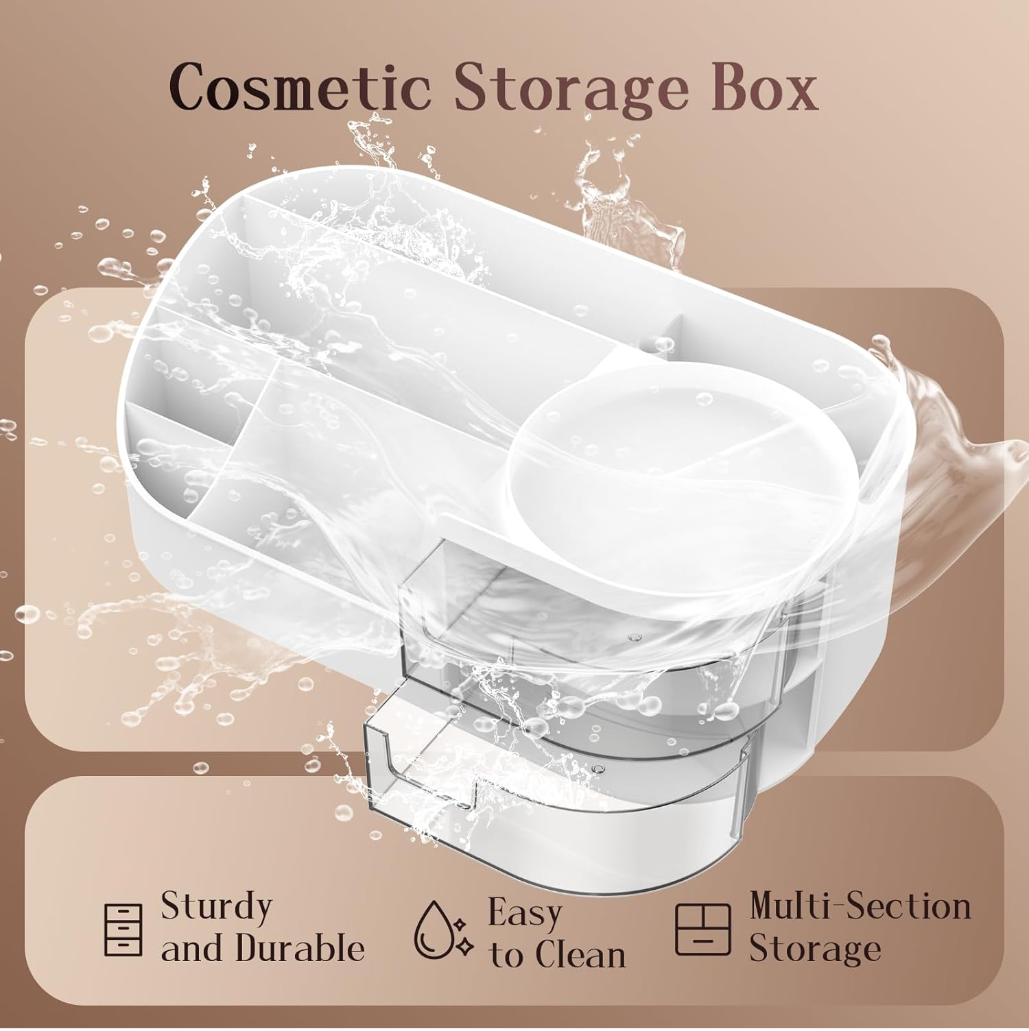 Large White Makeup Organizer Box with Drawer for Skincare and Jewelry
