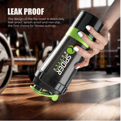 Protein Shaker Bottle 500ml – Green BPA-Free Gym Bottle with Storage Compartment