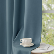 Blue Herringbone Eyelet Curtains – Thermal Insulated 72 Inch Drop, 2 Panels