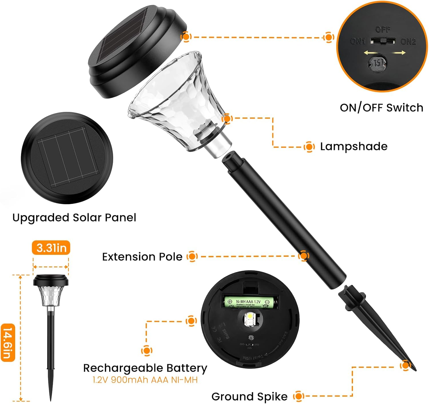 8 Pack Garden Solar Stake Lights