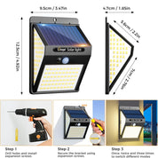 140 LED Solar Security Lights Outdoor, 270° Motion Sensor Wall Light, IP65 Waterproof