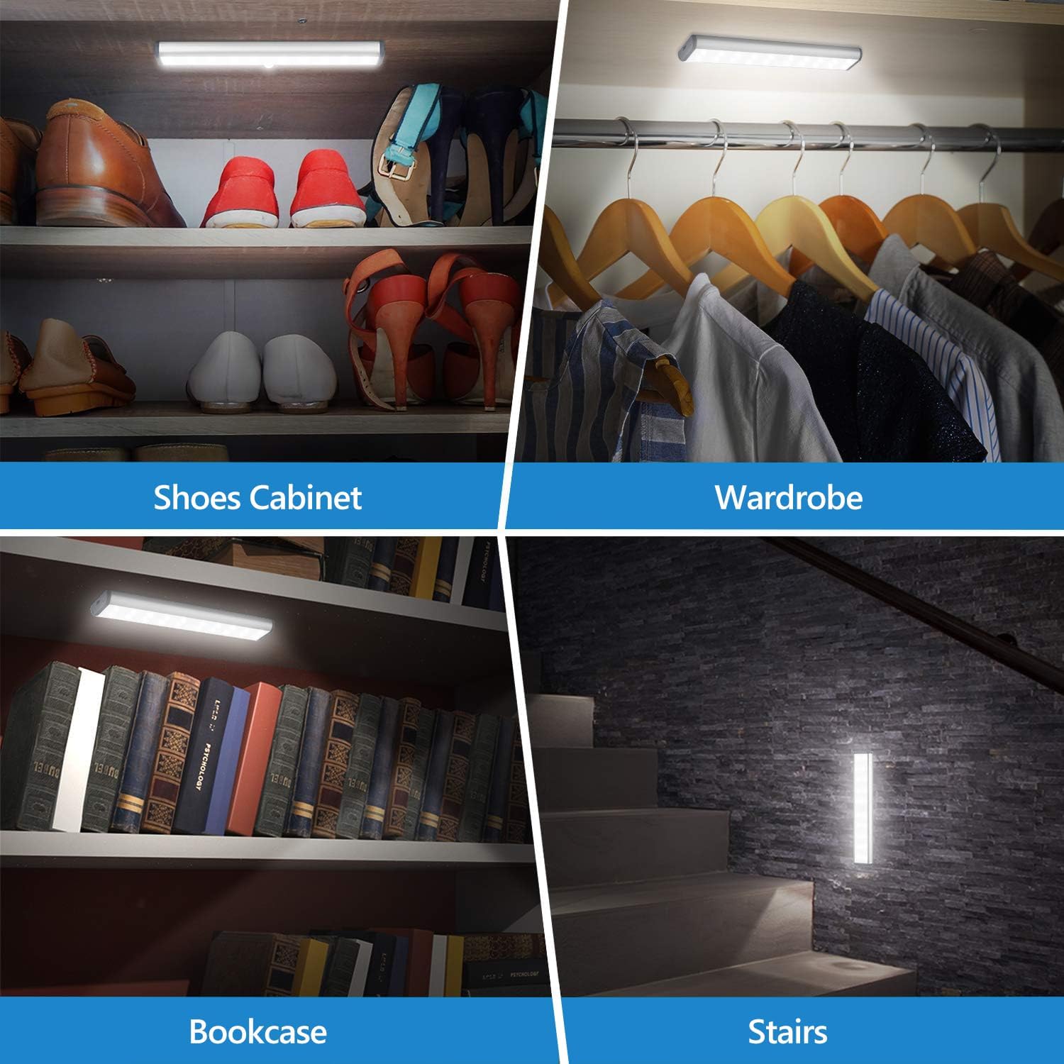 Rechargeable Motion Sensor Cabinet Light with Magnetic Mount (2 Pack)