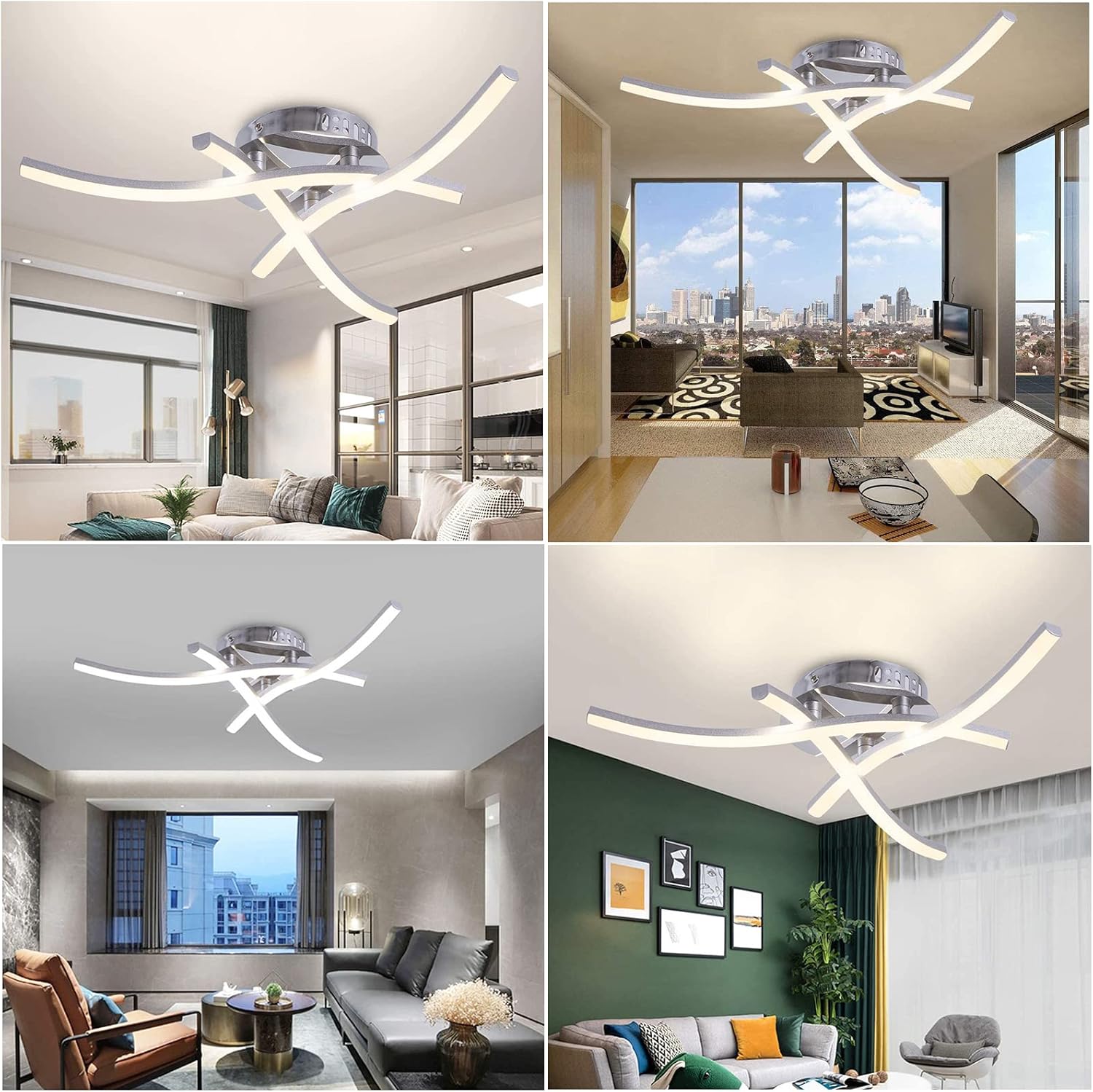 Dimmable 18W LED Curved Ceiling Light for Rooms