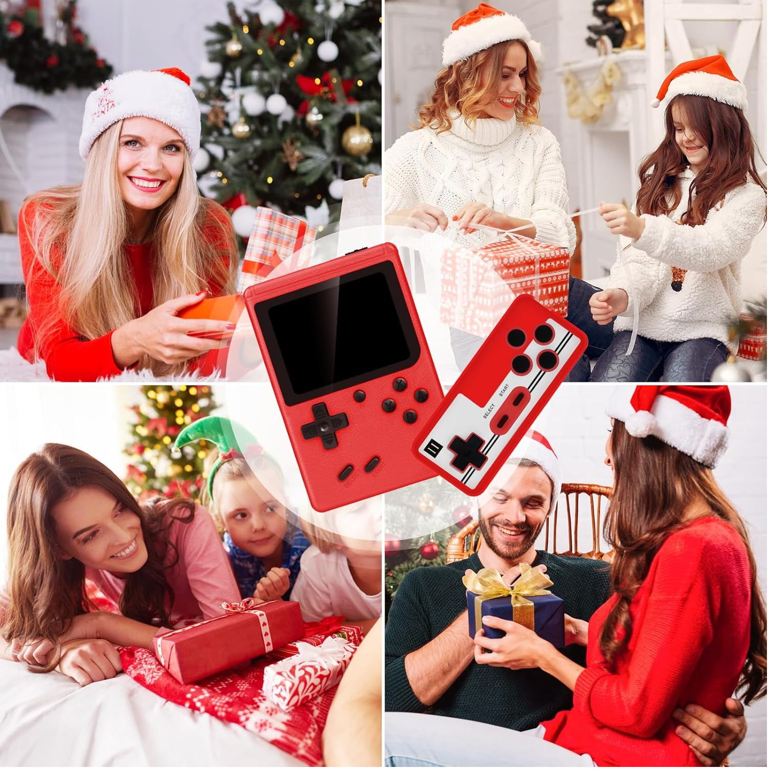 Retro Handheld Game Console with 500 Built-In Games, 3” Screen, Rechargeable (Red)