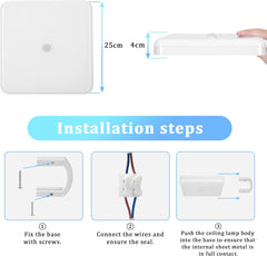 LED Ceiling Light with Motion Sensor 30W 2400LM Daylight White 6500K Square Ceiling Lamp with PIR Motion Detector