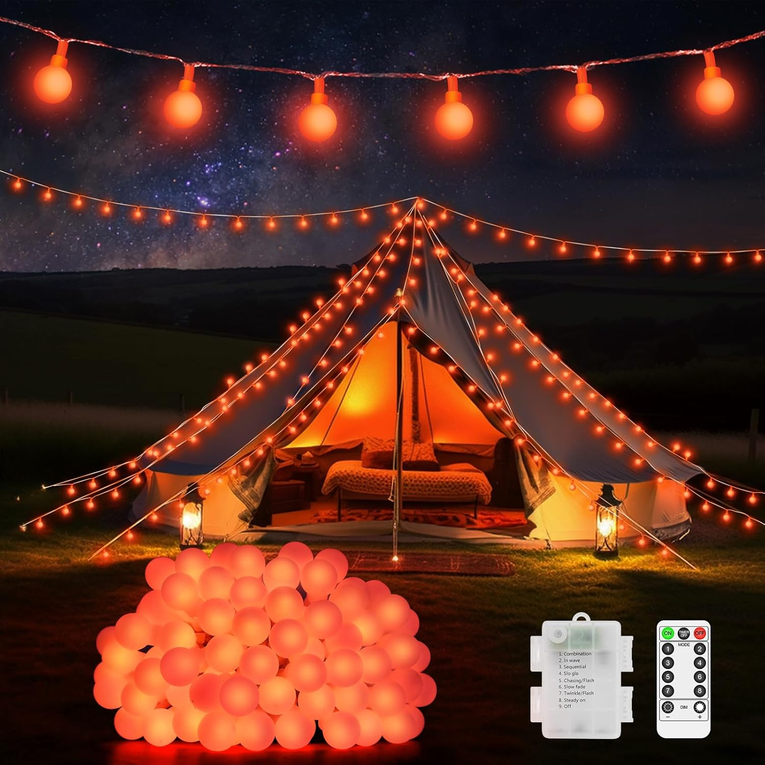 12M 100 LED Battery Operated Multicolor Globe Fairy Lights