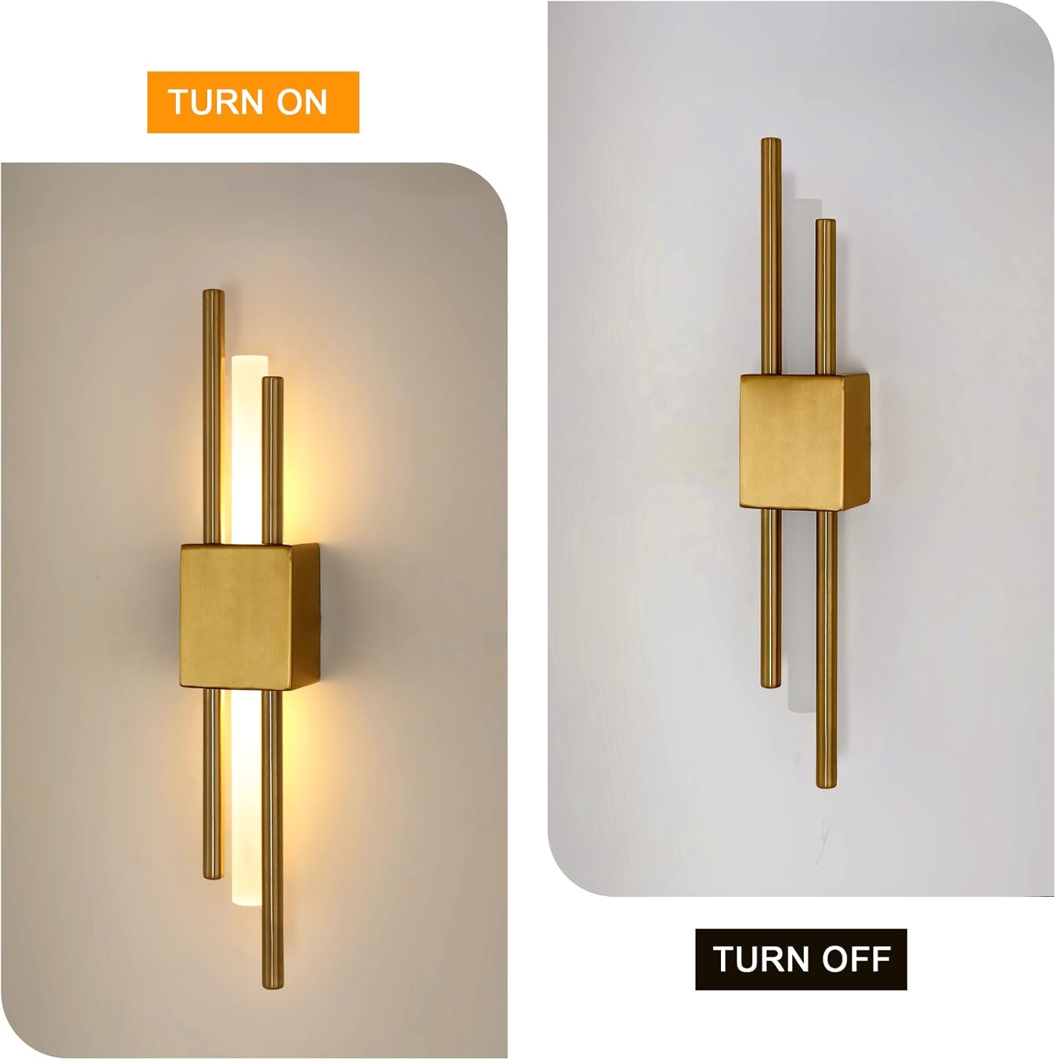 LED Wall Light Indoor – 10W Gold Modern Acrylic Wall Lamp, 3000K Warm White