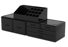 Makeup Organizer Box 3-Piece Set with 6 Stackable Cosmetic Drawers