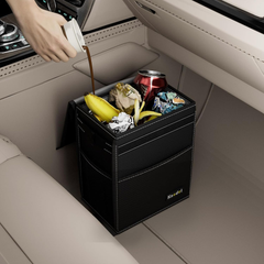 Foldable Car Bin with Lid – Waterproof Vehicle Trash Can with Adjustable Straps & Pockets