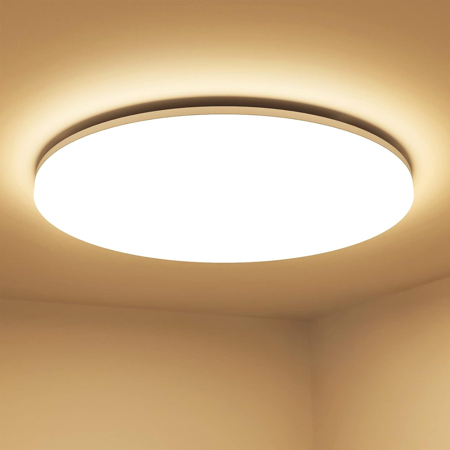 24W LED Ceiling Light, Waterproof IP22, 2400lm, Warm White 3000K, Flush Mount