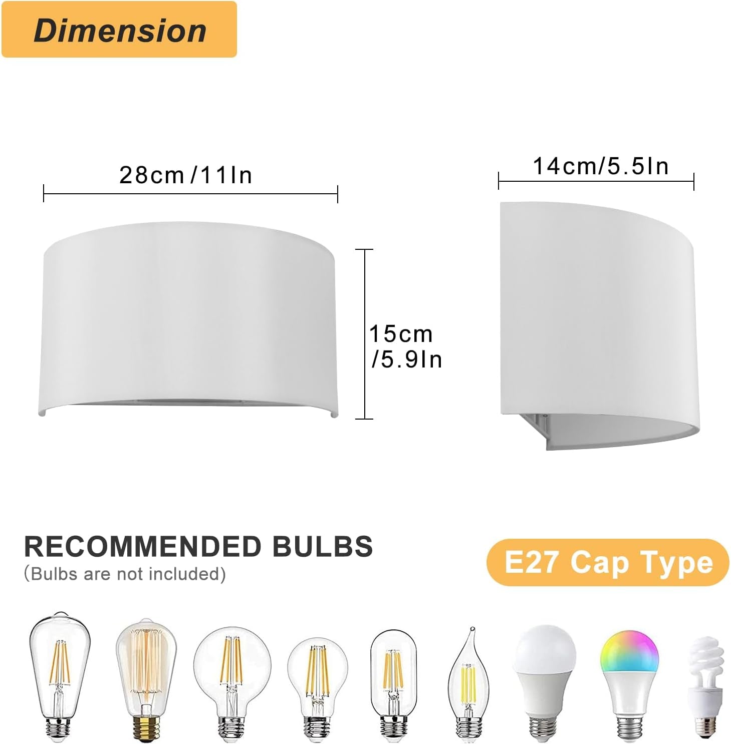 E27 Wall Light with Switch & White Fabric Shade – Semi-Circle Sconce for Bedroom & Living Room
