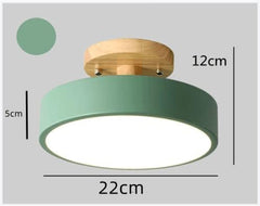 Ceiling Light, 3 Color Temperature 3000/4000/6000K Ceiling Light Fixture, Modern Wood Flush Mount Ceiling Light, 8.6 Inch Green