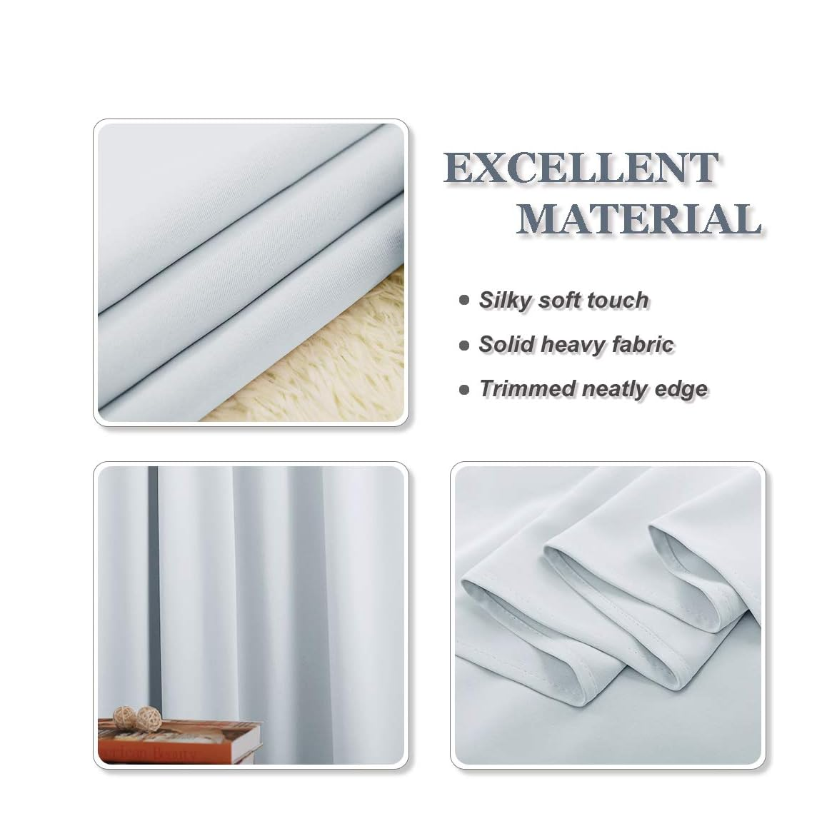 Thermal Insulated Kids Curtains – 42x54 Inch Greyish White Eyelet Drapes, 2 Panels