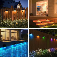 Solar Step Lights 4 Pack – RGB Decking Lights with 8 Colours & 11 Modes