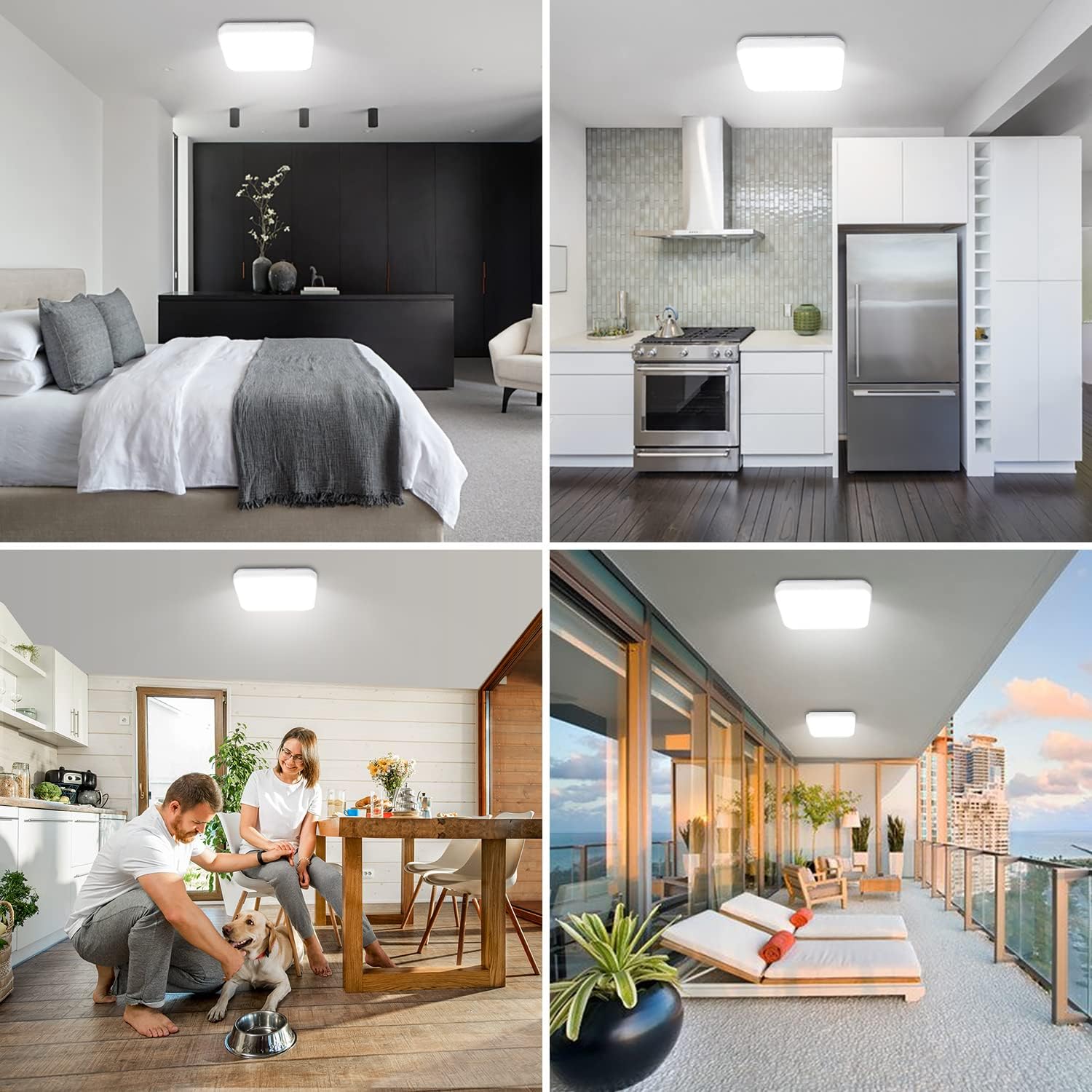 24W Square LED Ceiling Light, IP44, 5000K Daylight