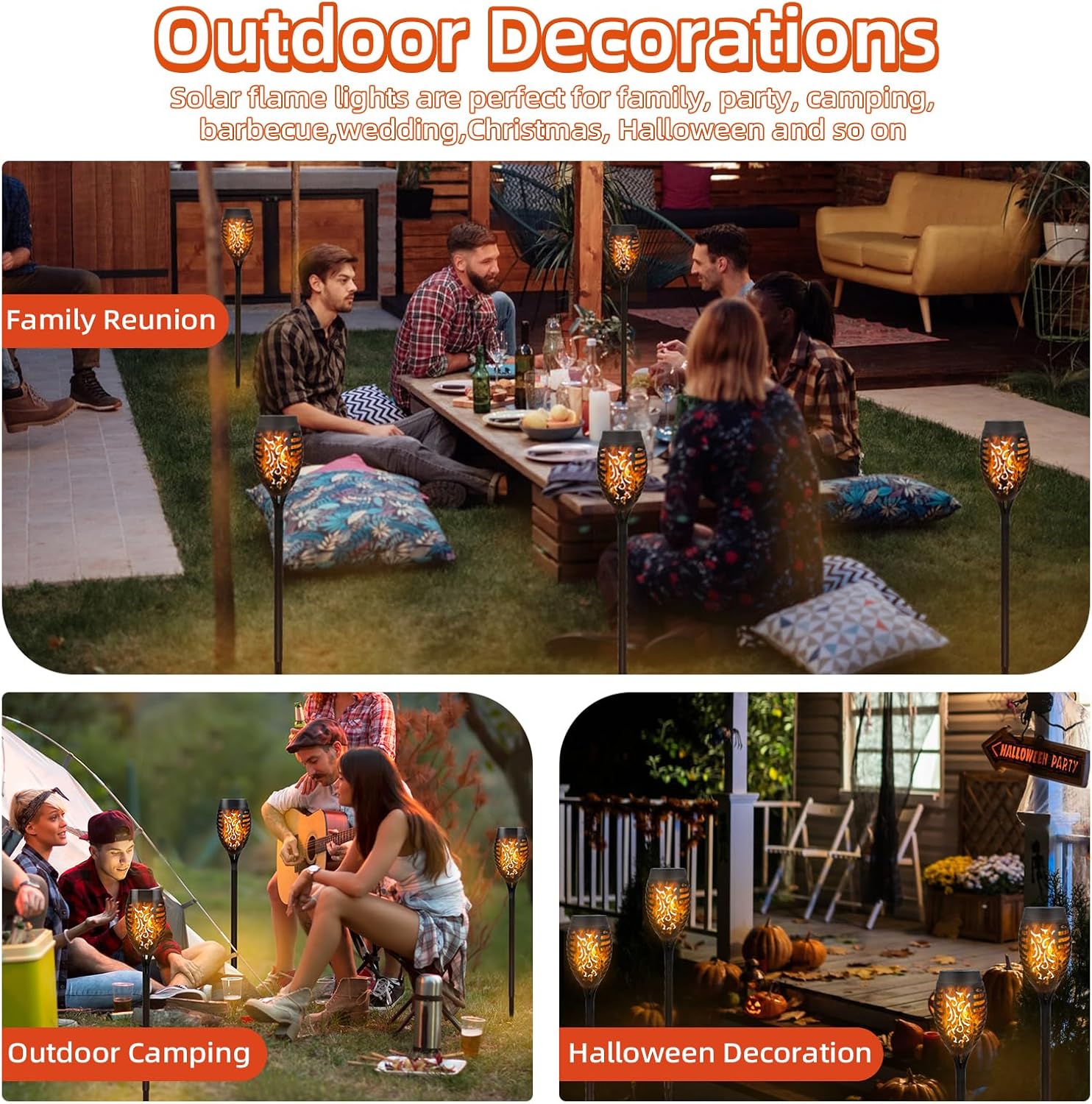 6-Pack Solar Flickering Flame Garden Lights