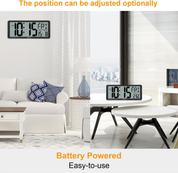 14-Inch Large LCD Digital Wall Clock with Date & Temperature Display (Battery)