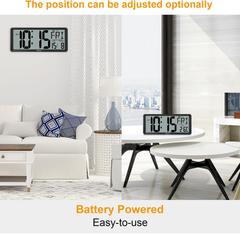 14-Inch Large LCD Digital Wall Clock with Date & Temperature Display (Battery)