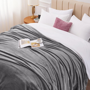 WAVVE Grey Fleece Sofa Throw Blanket – Soft, Warm & Fluffy Single Size 4ft x 5ft