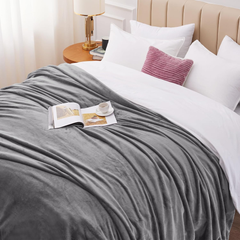 WAVVE Grey Fleece Sofa Throw Blanket – Soft, Warm & Fluffy Single Size 4ft x 5ft