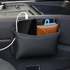 Leather Car Seat Gap Filler Organizer – Universal Side Pocket Storage Pouch (Black)