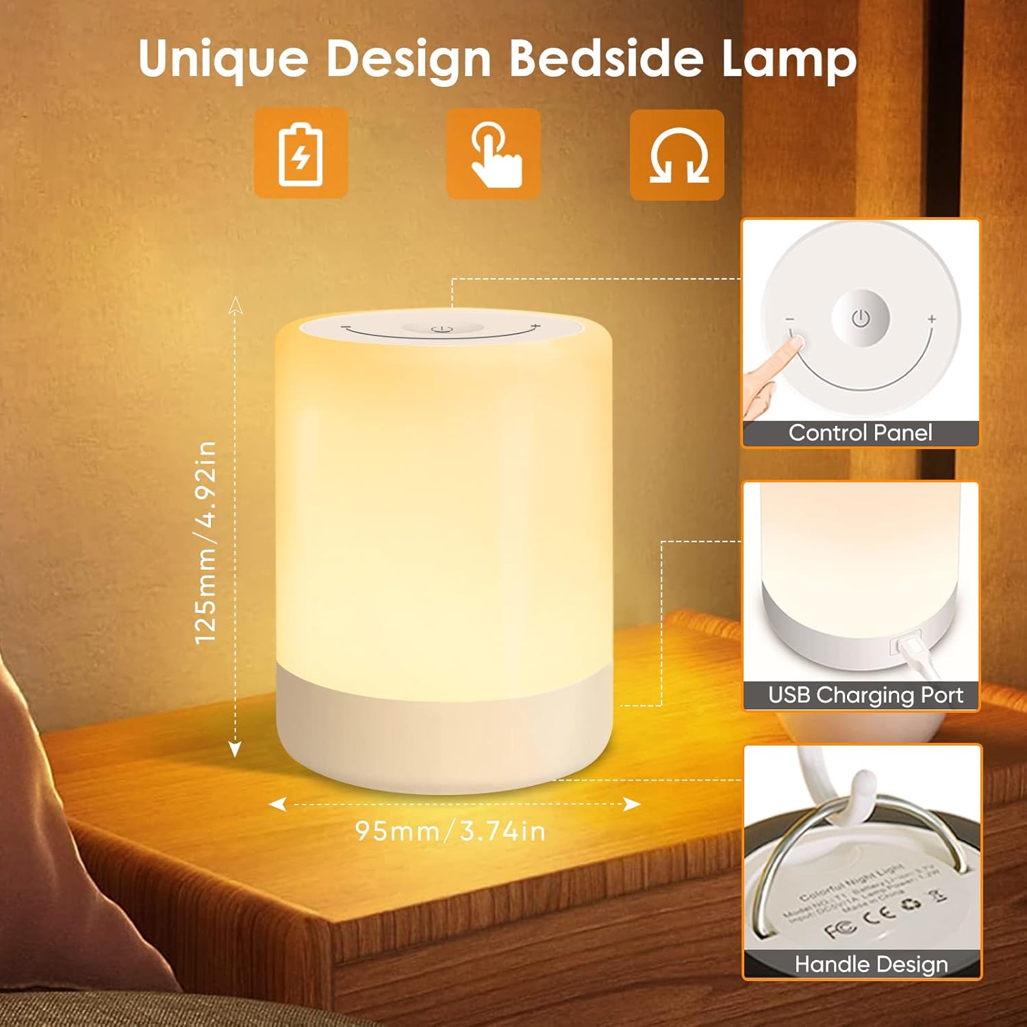 Rechargeable RGB Night Light with Touch Control Lamp