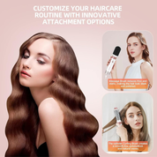 5-in-1 Hot Air Styler – Ionic Hair Dryer Brush with Rotating Barrel for Drying, Styling & Volumizing (Rose Gold & White)