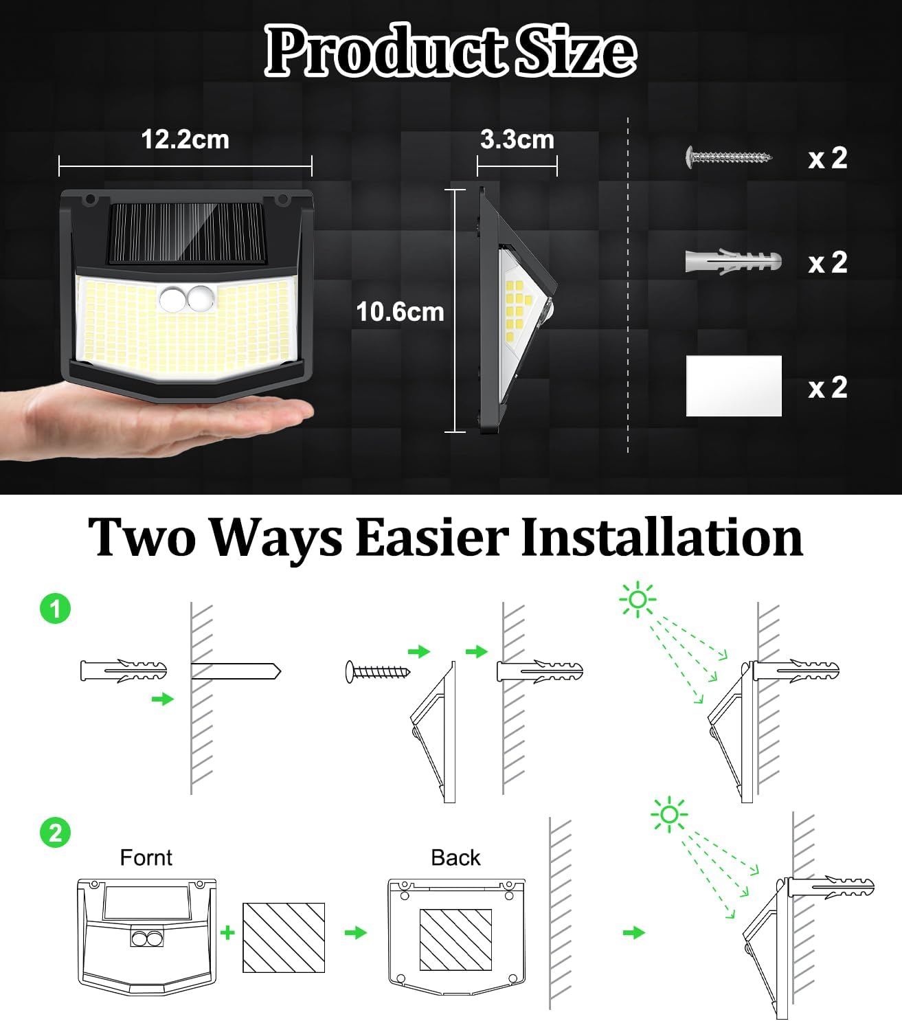 LED Solar Motion Sensor Lights 2 Pack