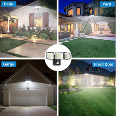 38W Led Security Lights Outdoor Motion Sensor, 6000LM 270° Adjustable Floodlight with PIR, IP65 Waterproof | Cool White