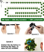 Solar String Lights 10M 100 LED Ivy Garland – Solar Powered, 8 Modes, Waterproof