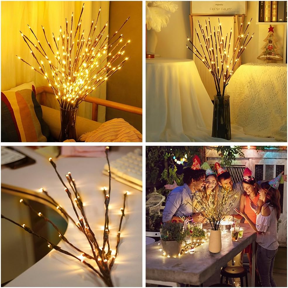 LED Branch Lights 3 Pack 73cm Twig Lights Decoration White