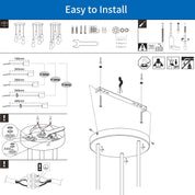 Black 5-Way Semi Flush Ceiling Light with E27