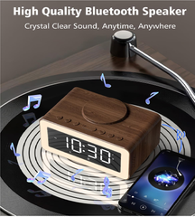 5-in-1 Alarm Clock with Wireless Charger, Bluetooth Speaker & Night Light