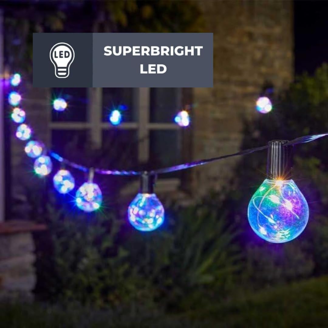 14M Outdoor Festoon Lights with Timer & Waterproof Bulbs