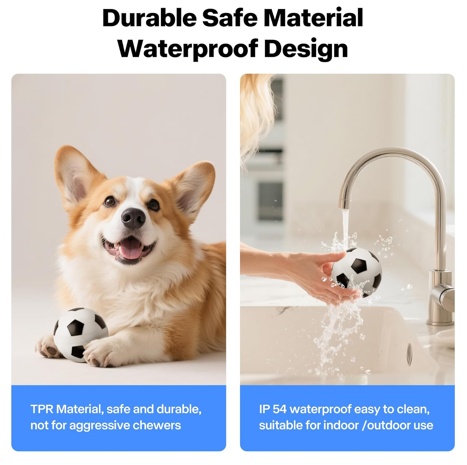 Interactive Smart Dog Ball 3.15" USB Rechargeable Moving Toy with LED Lights