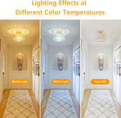 Modern Crystal Ceiling Light with Glass Lampshade Chrome