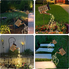 36 LED Solar Watering Can Lights - Retro Metal Garden Lights, Waterproof Solar Shower Fairy Lights