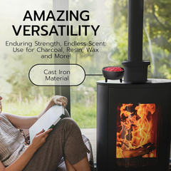 Anbar Lotus Incense Burner – Cast Iron Bowl with Lid for Sticks, Cones & Resin