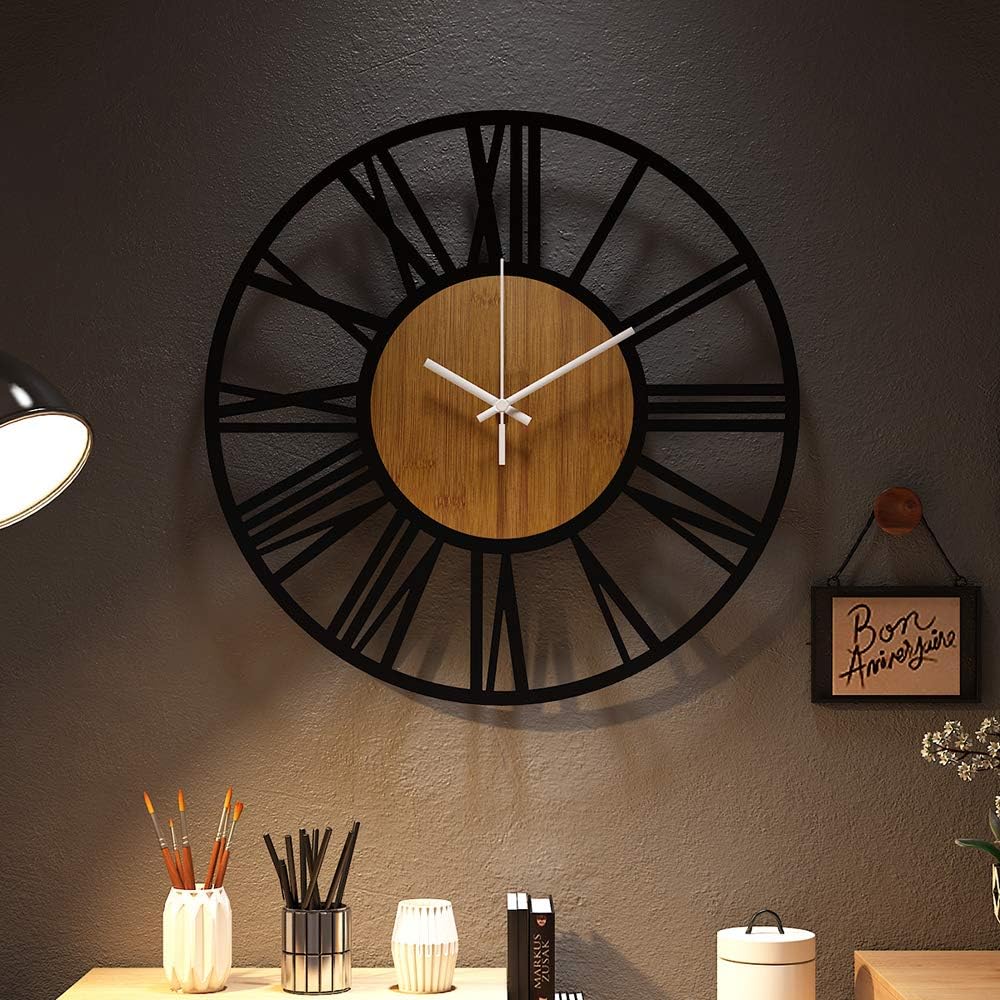Large Silent Non-Ticking Vintage Wall Clock 14-Inch