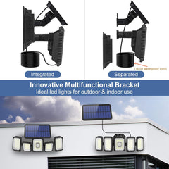 5-Head LED Security Floodlight with 4 Lighting Modes - Waterproof Solar Spot Light