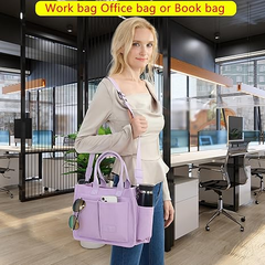 Large Canvas Tote Bag for Women – Work Shoulder Handbag with Compartments
